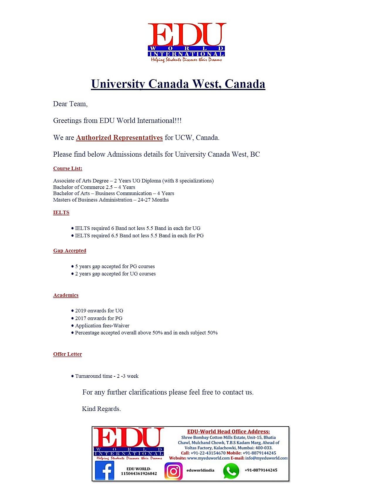 University Canada West- Eflyers